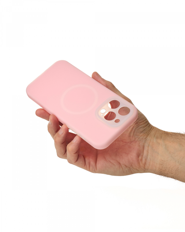 Чехол Liquid Silicone Full с поддержкой MagSafe для iPhone 14 Pro pink