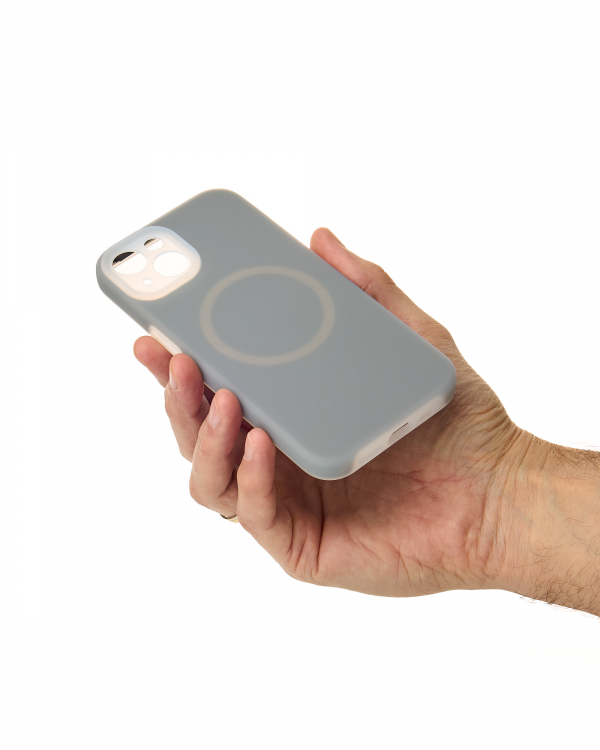 Чехол Liquid Silicone Full с поддержкой MagSafe для iPhone 15 stone gray