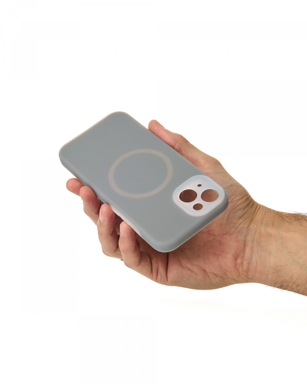 Чехол Liquid Silicone Full с поддержкой MagSafe для iPhone 15 stone gray