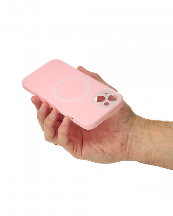 Чехол Liquid Silicone Full с поддержкой MagSafe для iPhone 15 pink