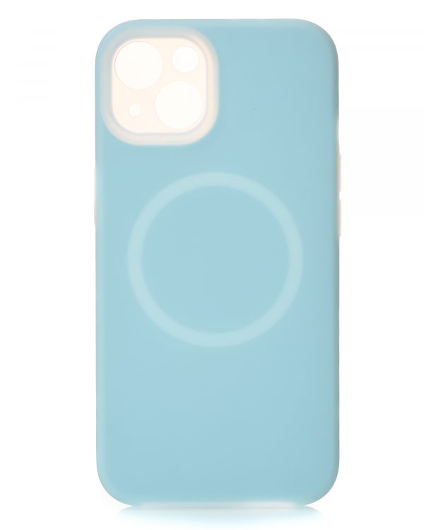 Чехол Liquid Silicone Full с поддержкой MagSafe для iPhone 15 blue fog