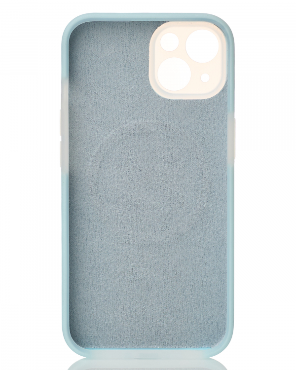 Чехол Liquid Silicone Full с поддержкой MagSafe для iPhone 13 blue fog