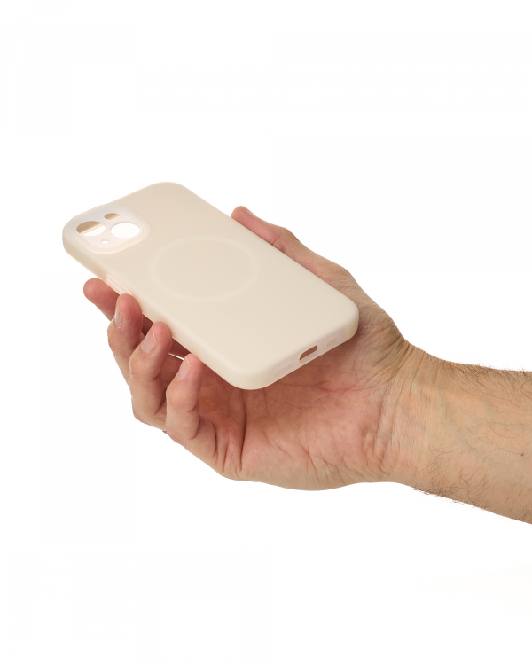 Чехол Liquid Silicone Full с поддержкой MagSafe для iPhone 15 cream