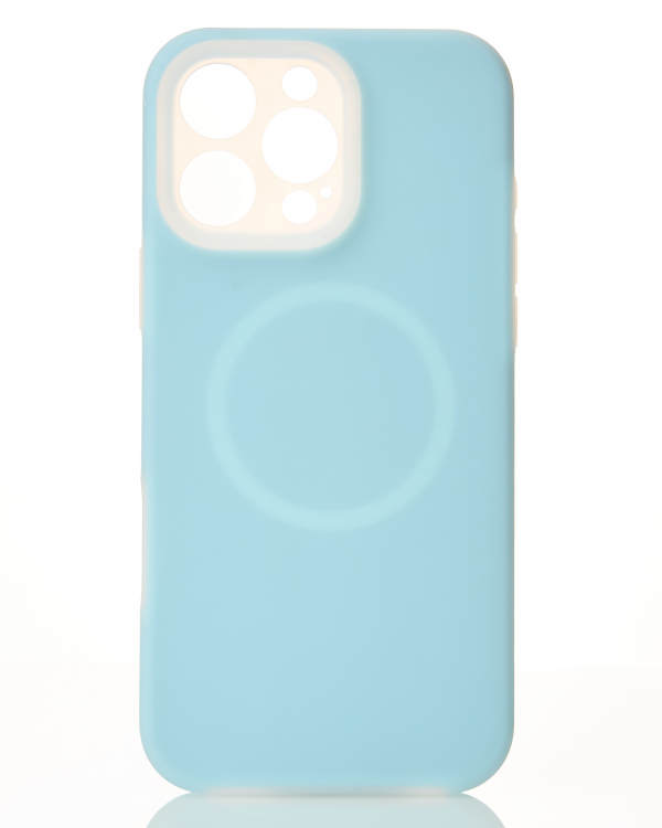 Чехол Liquid Silicone Full с поддержкой MagSafe для iPhone 16 Pro Max blue fog