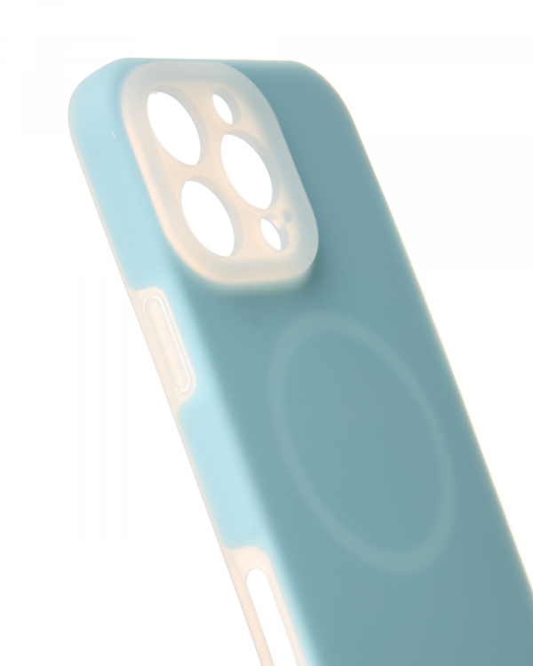 Чехол Liquid Silicone Full с поддержкой MagSafe для iPhone 16 Pro Max blue fog