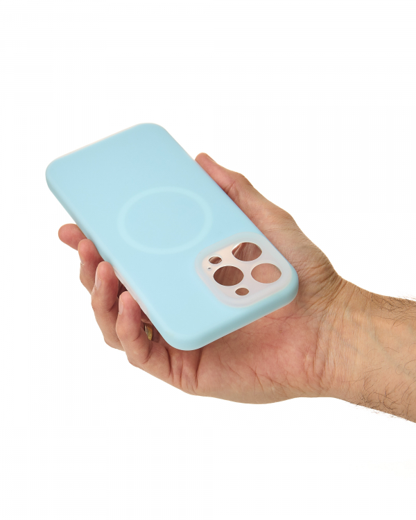 Чехол Liquid Silicone Full с поддержкой MagSafe для iPhone 16 Pro Max blue fog