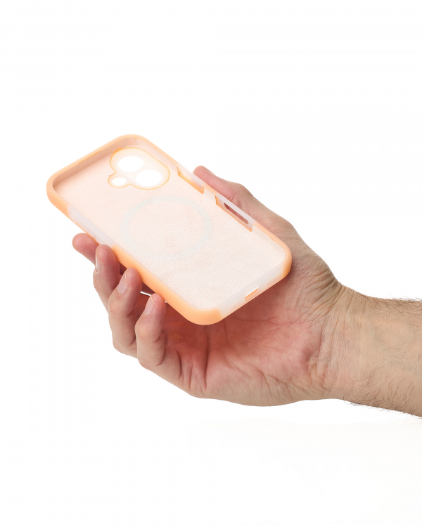 Чехол Liquid Silicone Full с поддержкой MagSafe для iPhone 16 orange