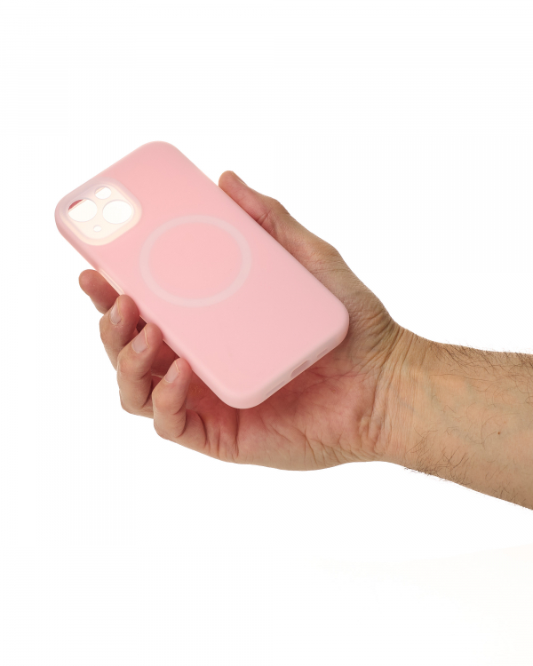 Чехол Liquid Silicone Full с поддержкой MagSafe для iPhone 13 pink