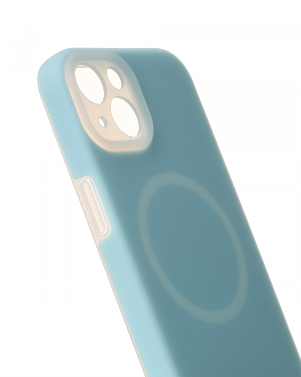 Чехол Liquid Silicone Full с поддержкой MagSafe для iPhone 13 blue fog