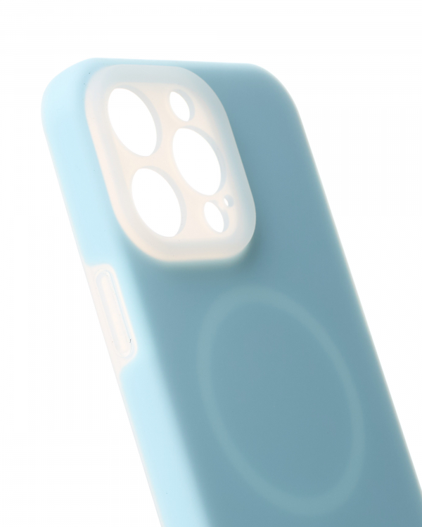 Чехол Liquid Silicone Full с поддержкой MagSafe для iPhone 13 Pro blue fog