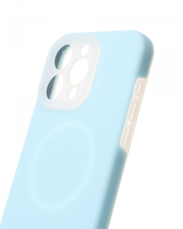 Чехол Liquid Silicone Full с поддержкой MagSafe для iPhone 13 Pro blue fog