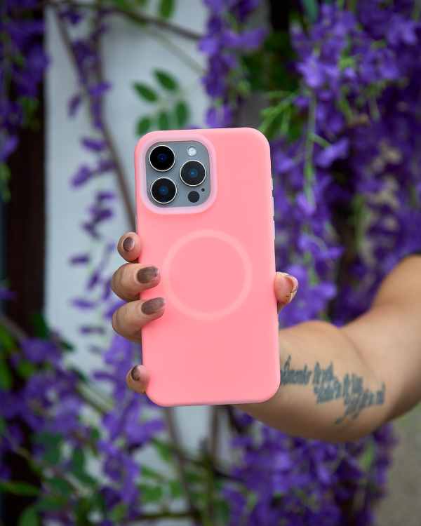 Чехол Liquid Silicone Full с поддержкой MagSafe для iPhone 14 Pro pink