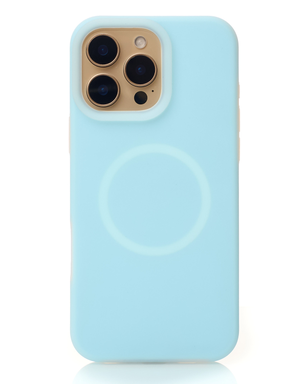 Чехол Liquid Silicone Full с поддержкой MagSafe для iPhone 16 Pro blue fog
