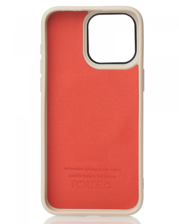 Силиконовый чехол Slim Ring Leather Textured с поддержкой MagSafe для iPhone 14 natural titanium