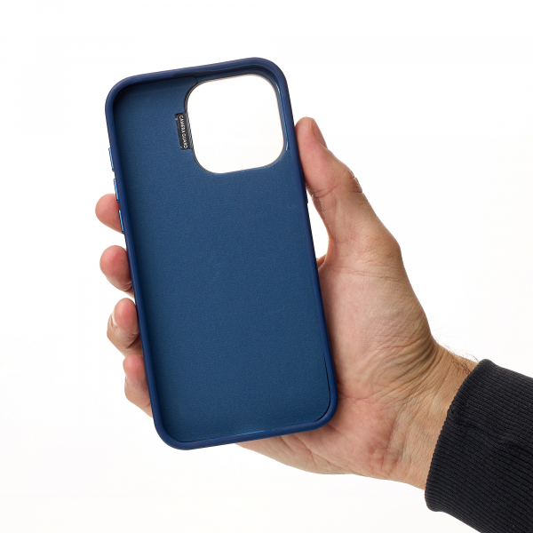 Чехол LEATHER CAMERA CASE с поддержкой MagSafe для iPhone 14 Pro темно-синий