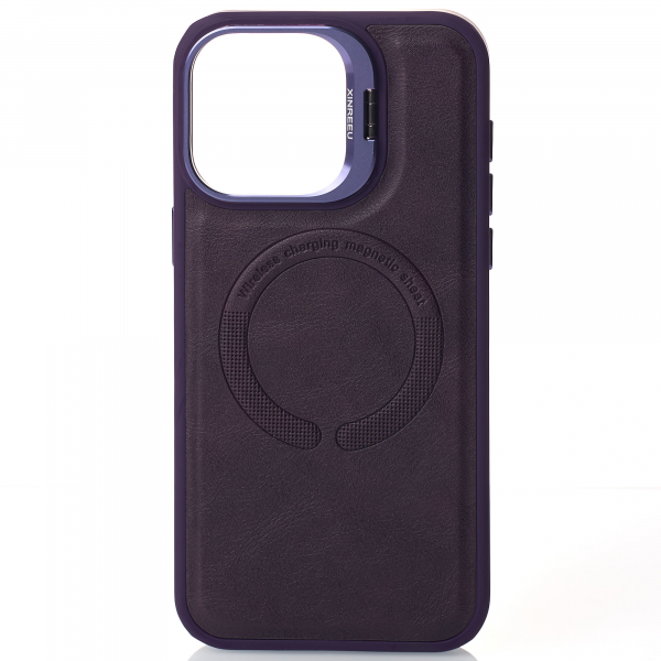 Чехол MagSafe LEATHER CAMERA CASE для iPhone 15 Pro темно-фиолетовый