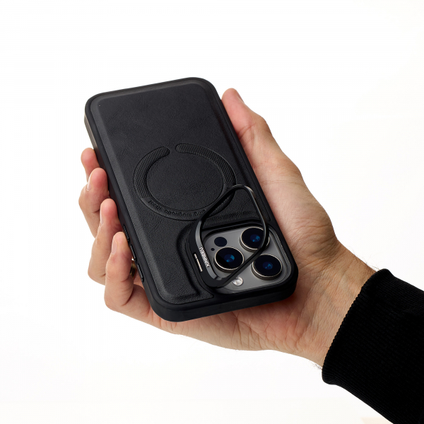 Чехол MagSafe LEATHER CAMERA CASE для iPhone 15 Pro черный
