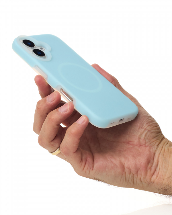 Чехол MagSafe Liquid Silicone Full для iPhone 16 blue fog