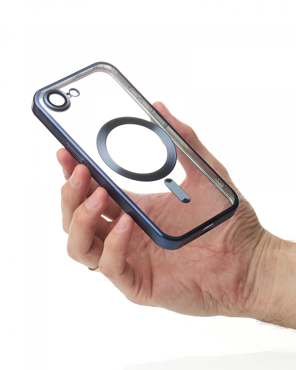 Силиконовый чехол MagSafe SHINING MATTE для iPhone 16E blue titanium