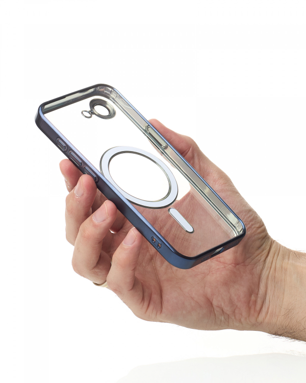 Силиконовый чехол MagSafe SHINING MATTE для iPhone 16E blue titanium