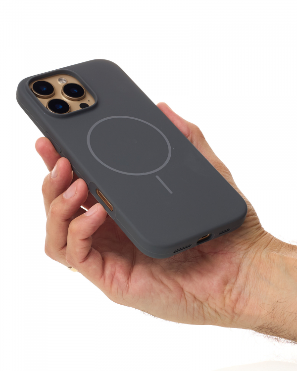 Силиконовый чехол Slim Ring Soft с поддержкой MagSafe для iPhone 16 Pro Max stone gray