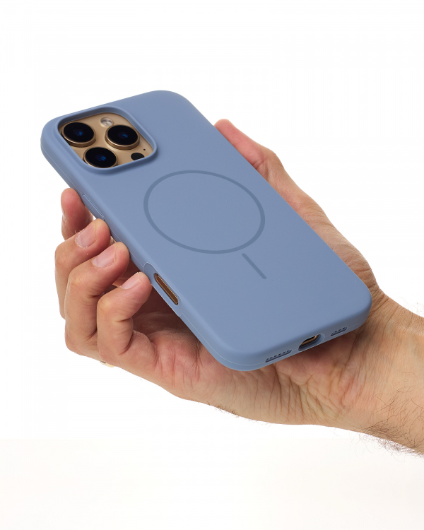 Силиконовый чехол Slim Ring Soft с поддержкой MagSafe для iPhone 16 Pro Max storm blue