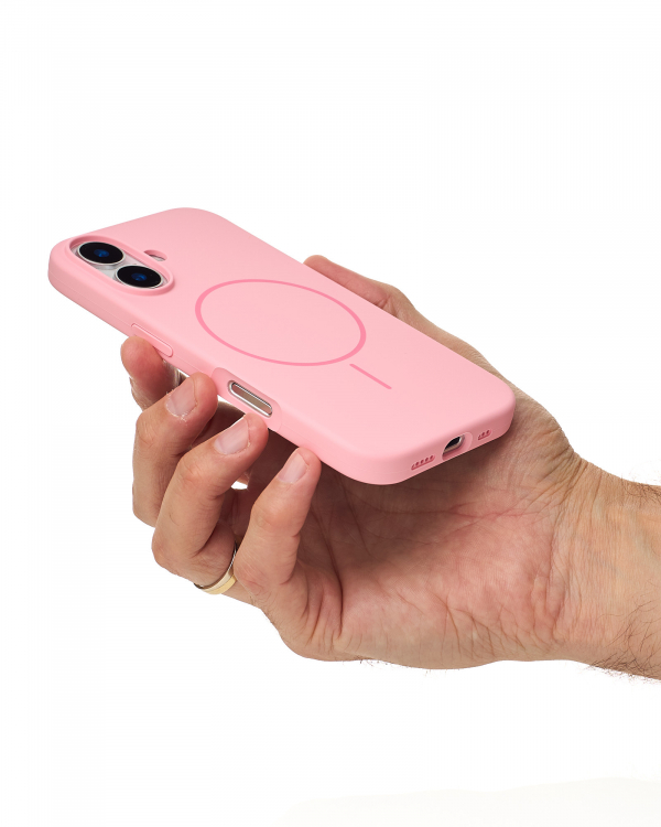 Чехол MagSafe Silicone Beats Case для iPhone 16 pink