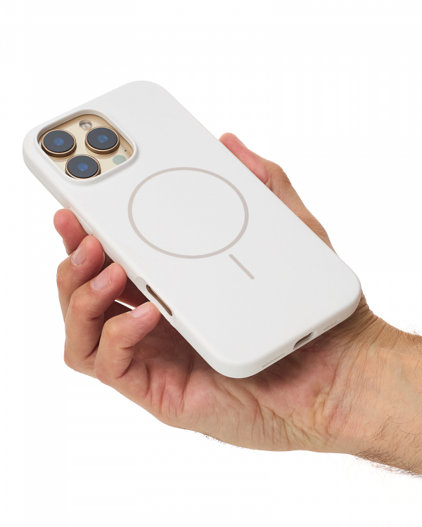 Силиконовый чехол Slim Ring Soft с поддержкой MagSafe для iPhone 16 Pro white