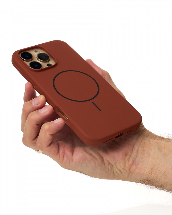 Силиконовый чехол Slim Ring Soft с поддержкой MagSafe для iPhone 16 Pro Max brown