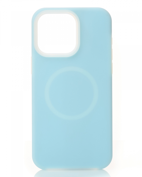 Чехол MagSafe Liquid Silicone Full для iPhone 15 Pro blue fog