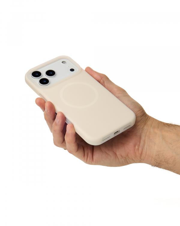 Чехол Liquid Silicone Full с поддержкой MagSafe для iPhone 17 Pro Max cream