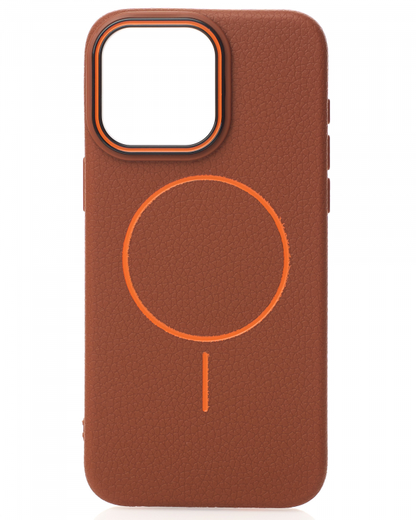 Силиконовый чехол Slim Ring Leather Textured с поддержкой MagSafe для iPhone 14 desert titanium