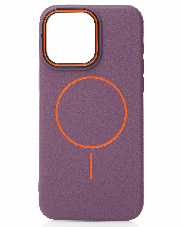 Силиконовый чехол Slim Ring Leather Textured с поддержкой MagSafe для iPhone 14 Pro Max deep purple