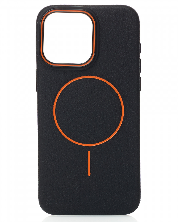 Силиконовый чехол Slim Ring Leather Textured с поддержкой MagSafe для iPhone 14 Pro Max black