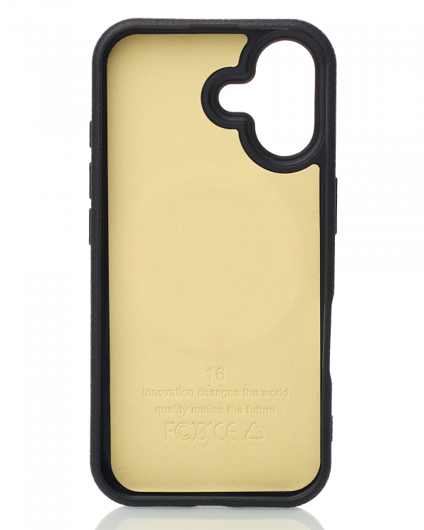 Силиконовый чехол Slim Ring Leather Textured с поддержкой MagSafe для iPhone 16 black