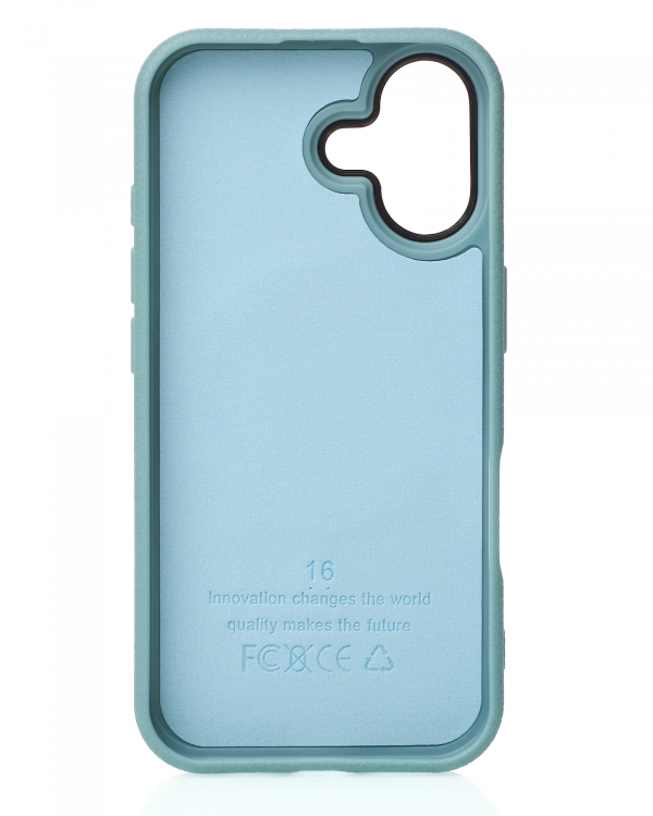 Силиконовый чехол Slim Ring Leather Textured с поддержкой MagSafe для iPhone 16 wave blue