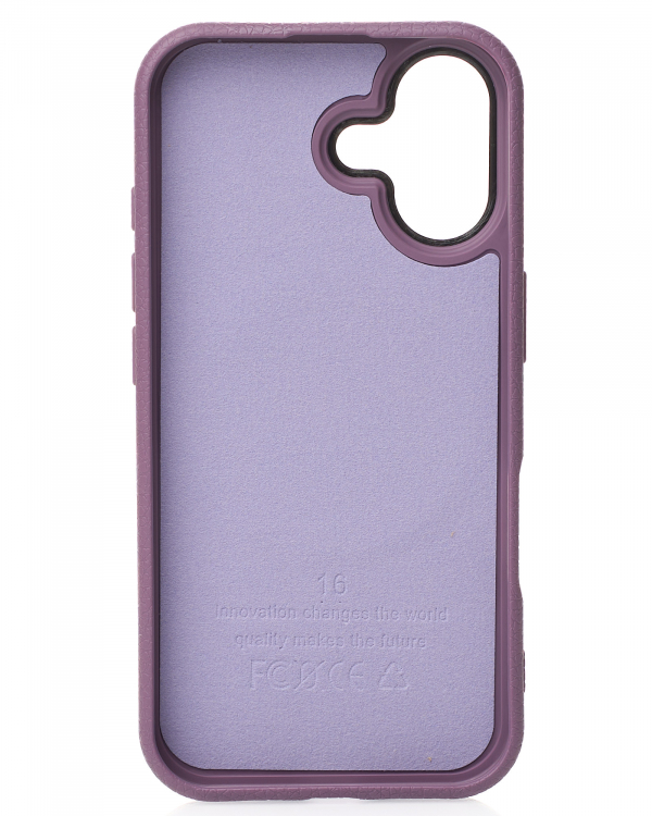 Силиконовый чехол Slim Ring Leather Textured с поддержкой MagSafe для iPhone 16 deep purple