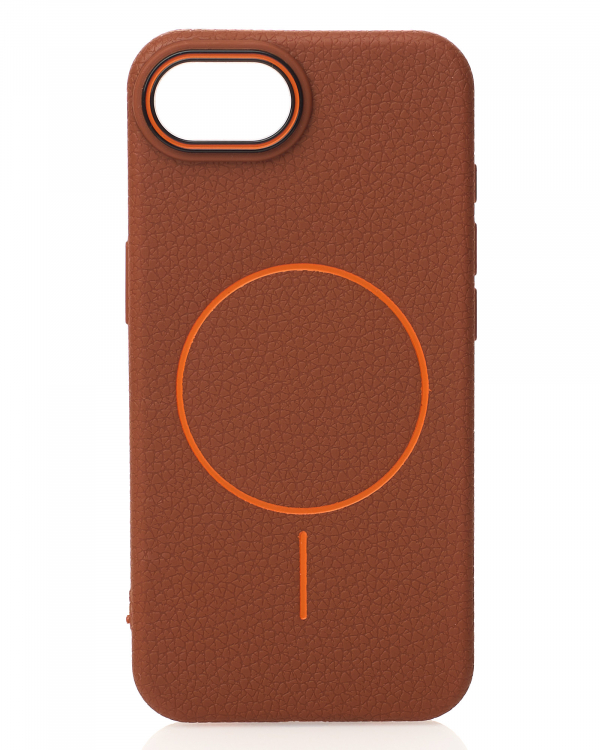 Силиконовый чехол Slim Ring Leather Textured с поддержкой MagSafe для iPhone 16E / iPhone 17E desert titanium