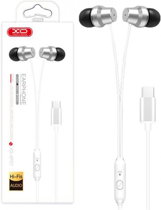 H.F. XO EP27 metal Type-C music earphone серебряный