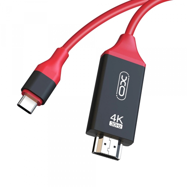 HDMI-переходник XO (GB005) cable 2M type-c to HDMI 4K красный/черный