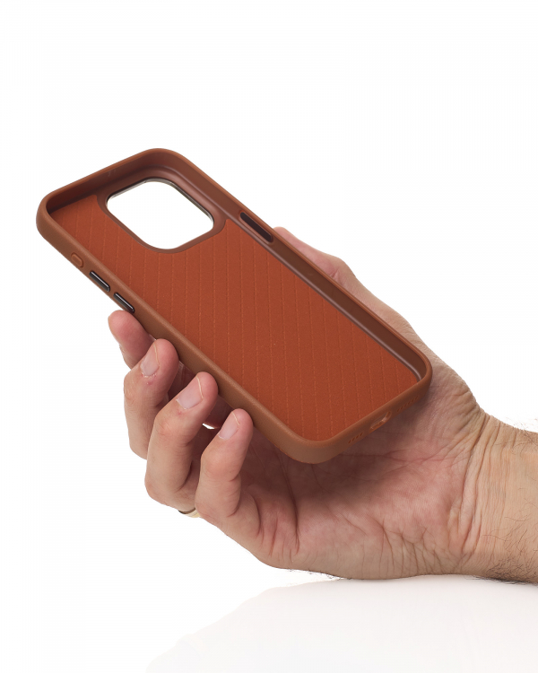 Чехол LUXURY Leather Case с поддержкой MagSafe для iPhone 14 Pro brown