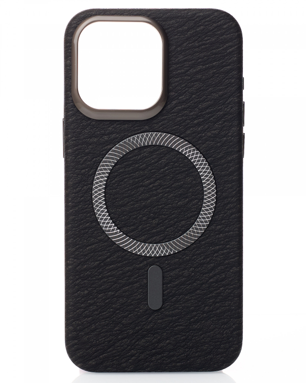 Чехол LUXURY Leather Case с поддержкой MagSafe для iPhone 15 black