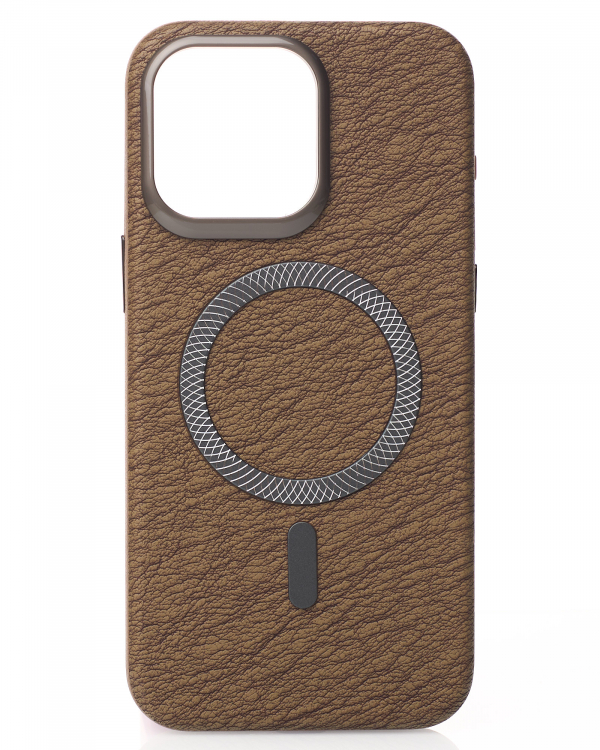 Чехол LUXURY Leather Case с поддержкой MagSafe для iPhone 15 desert titanium