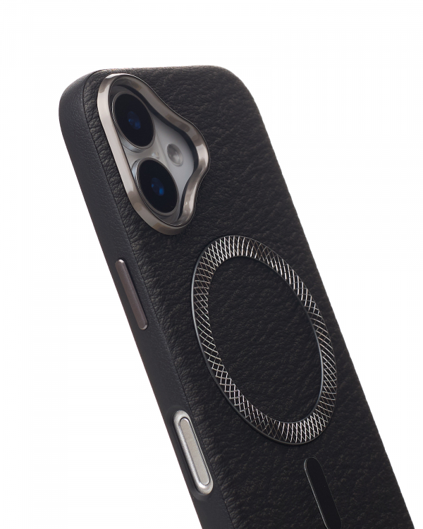 Чехол LUXURY Leather Case с поддержкой MagSafe для iPhone 16 black
