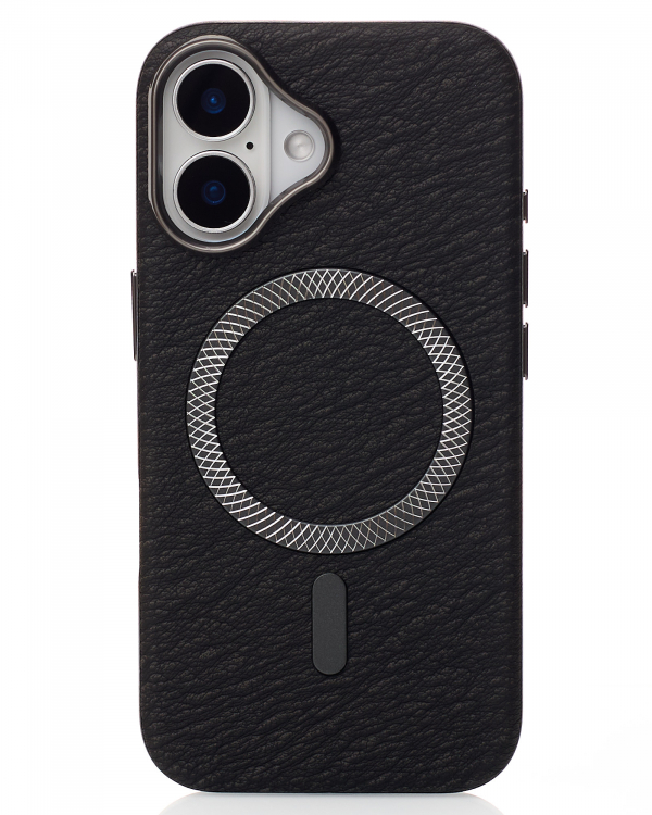 Чехол LUXURY Leather Case с поддержкой MagSafe для iPhone 16 black