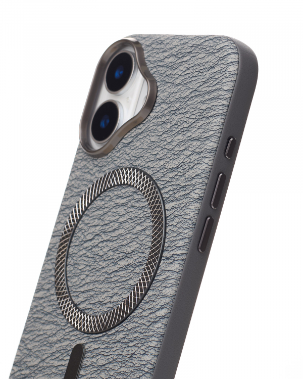 Чехол LUXURY Leather Case с поддержкой MagSafe для iPhone 16 natural titanium