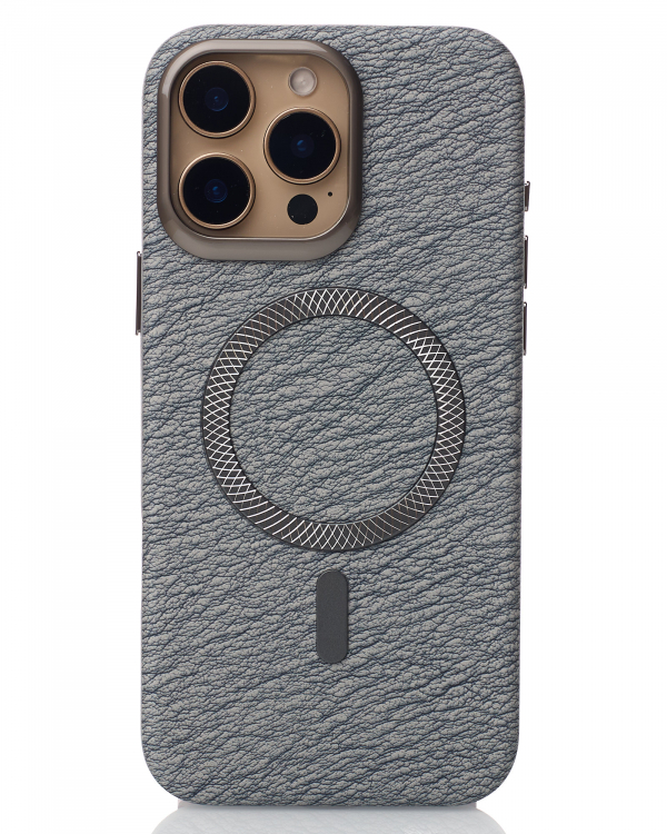 Чехол MagSafe LUXURY Leather Case для iPhone 16 Pro natural titanium