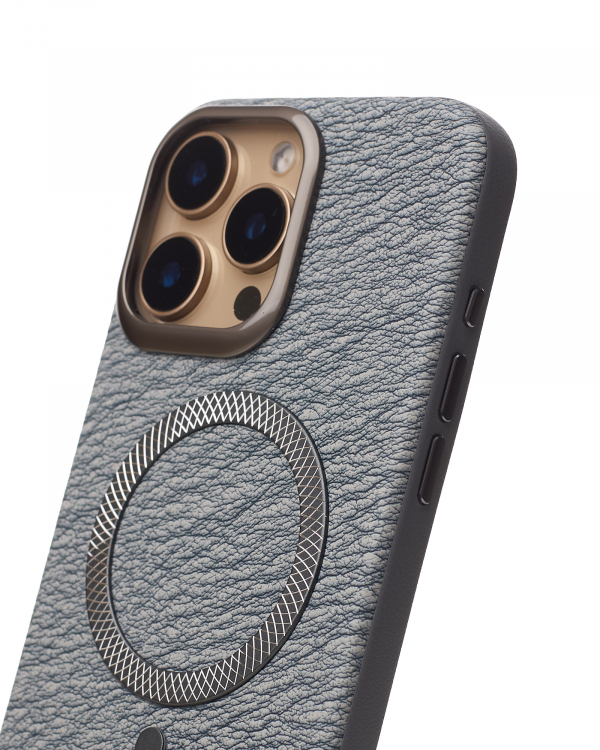 Чехол MagSafe LUXURY Leather Case для iPhone 16 Pro natural titanium