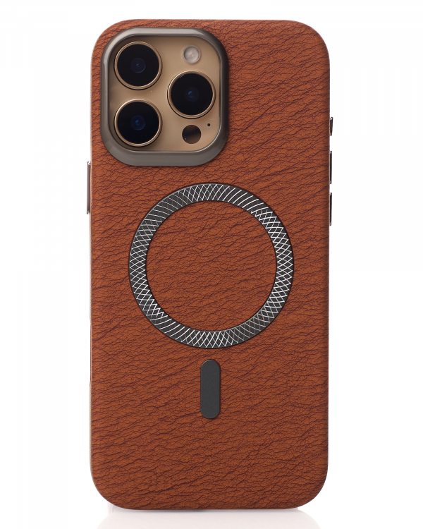 Чехол MagSafe LUXURY Leather Case для iPhone 16 Pro Max brown