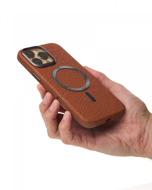 Чехол MagSafe LUXURY Leather Case для iPhone 16 Pro brown
